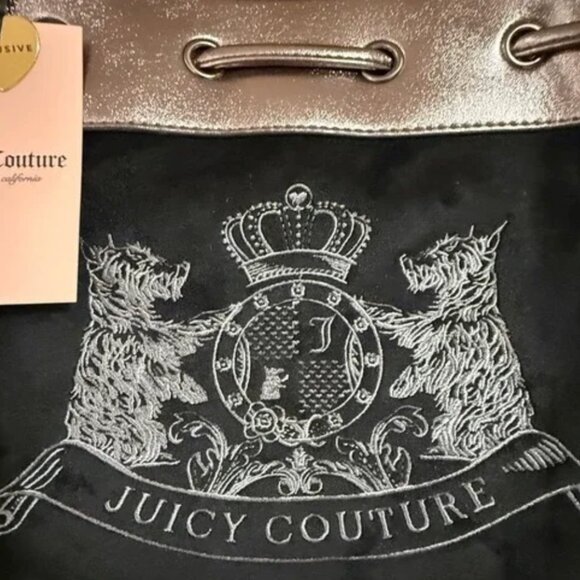 Juicy Couture Classic Scottie Dogs Tote Handbag Licorice Black Silver NWT - Picture 2 of 8